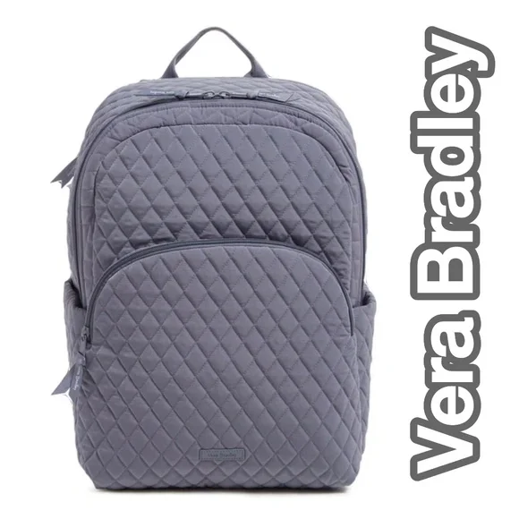 NWT VERA BRADLEY ESSENTIAL LARGE BACKPACK in CARBON GRAY - Picture 1 of 12